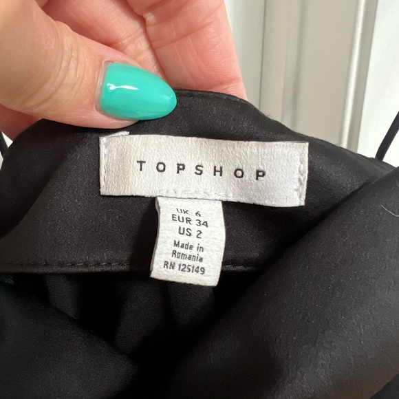 Topshop Ruched Satin Black Mini Dress - Picture 8 of 10